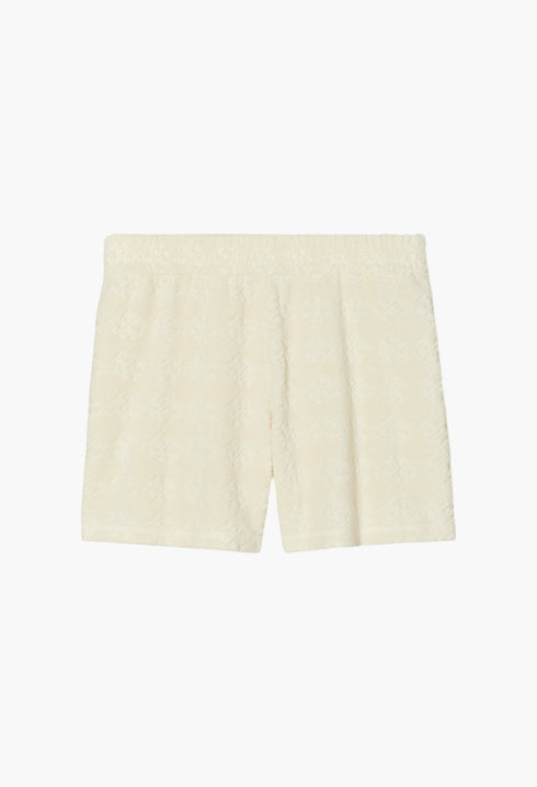 New Ivory - Terry Jacquard Logo Short - GLAM MODA